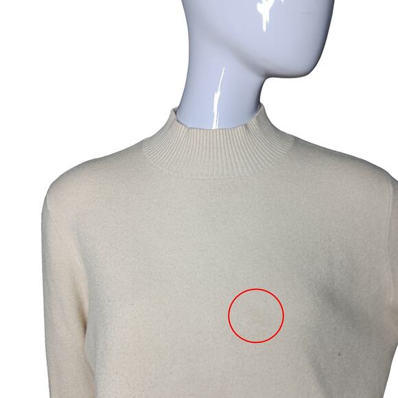 On Twelfth Sweater Top Size Large Beige Knit High Neckline Balloon Sleeves - Picture 12 of 12